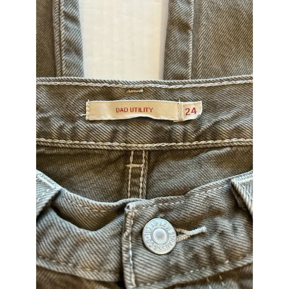 Levis Dad Utility Carpenter Jean Women Sz 24x30 Brown Denim Premium Big E